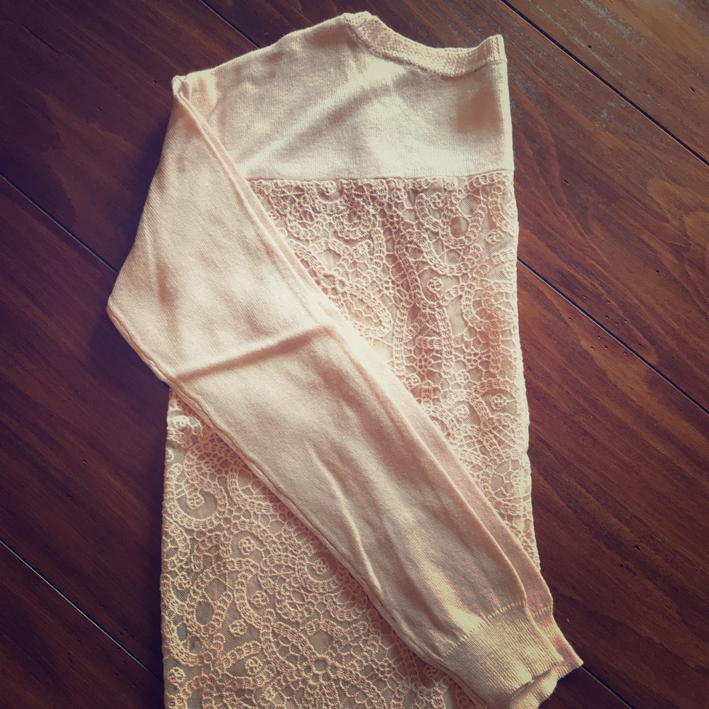 AEO pale pink lace back sweater size S